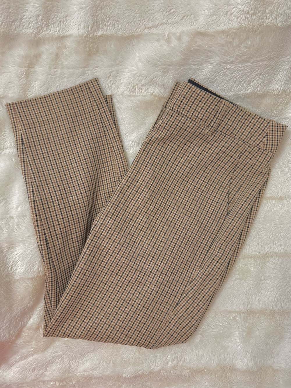 Denver Hayes Women's Straight Pants in Gingham Tan & Black
